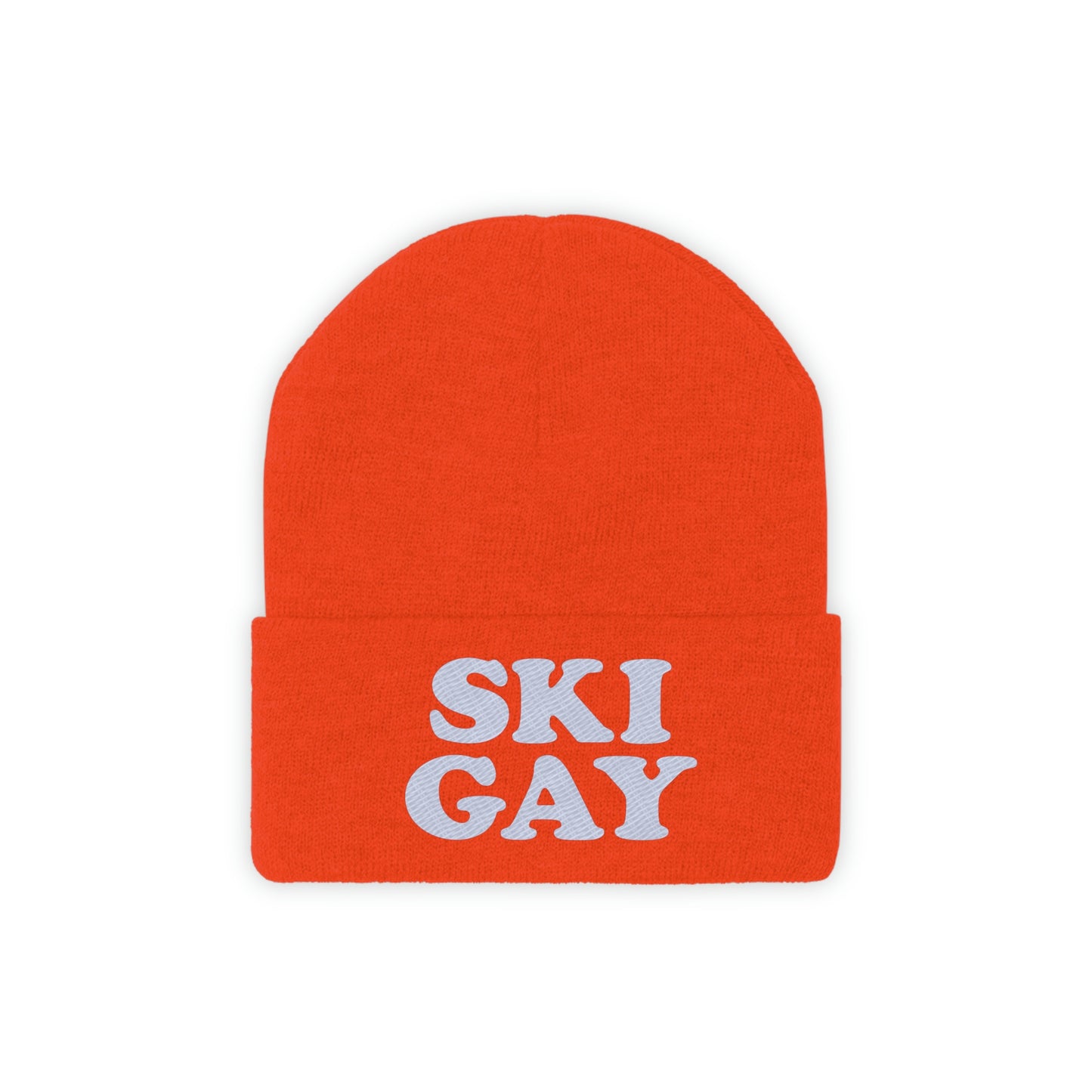 SKI GAY Knit Beanie - white deco