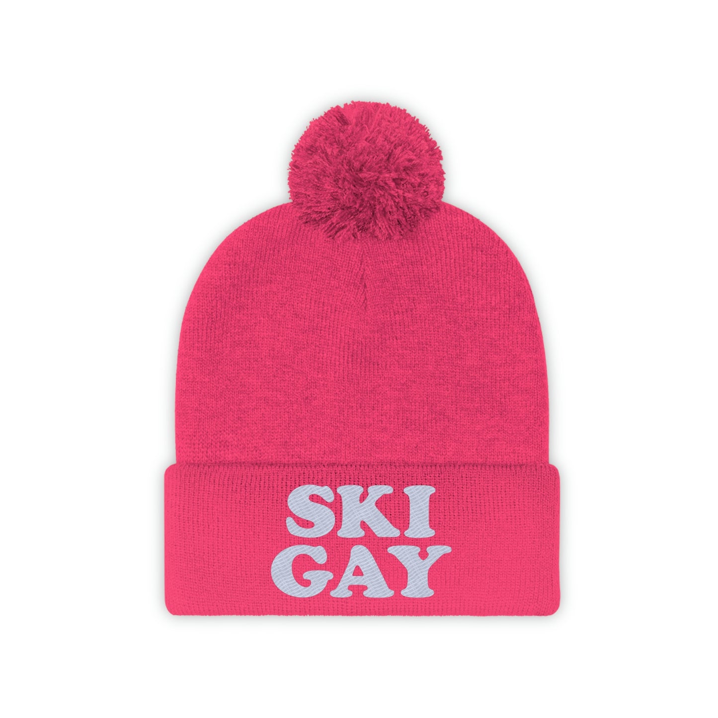 SKI GAY Pom Pom Beanie - white deco