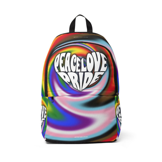 PEACE LOVE PRIDE Backpack - progress rainbow warp deco