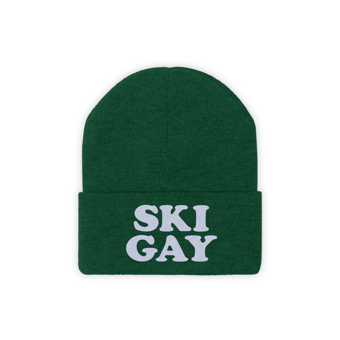 SKI GAY Knit Beanie - white deco