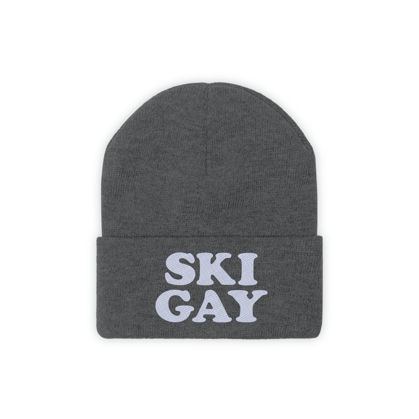 SKI GAY Knit Beanie - white deco