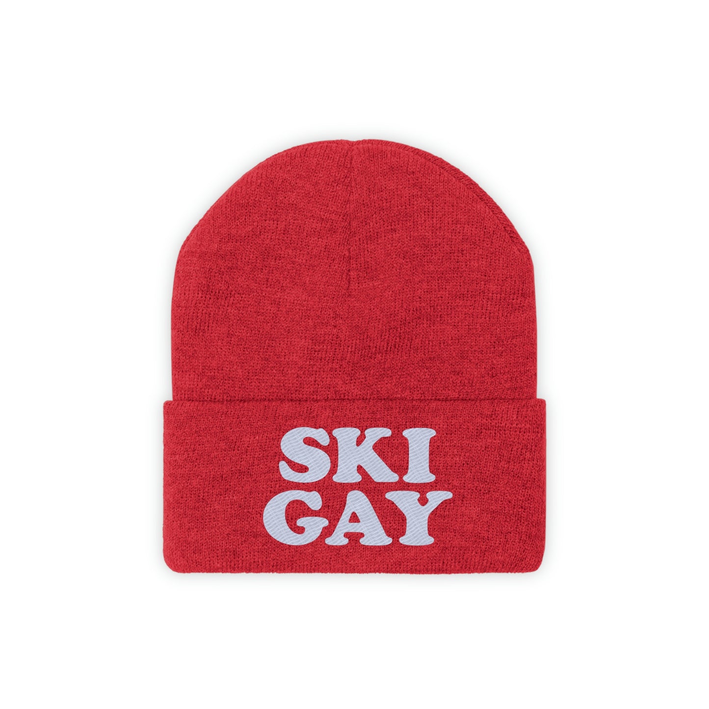 SKI GAY Knit Beanie - white deco