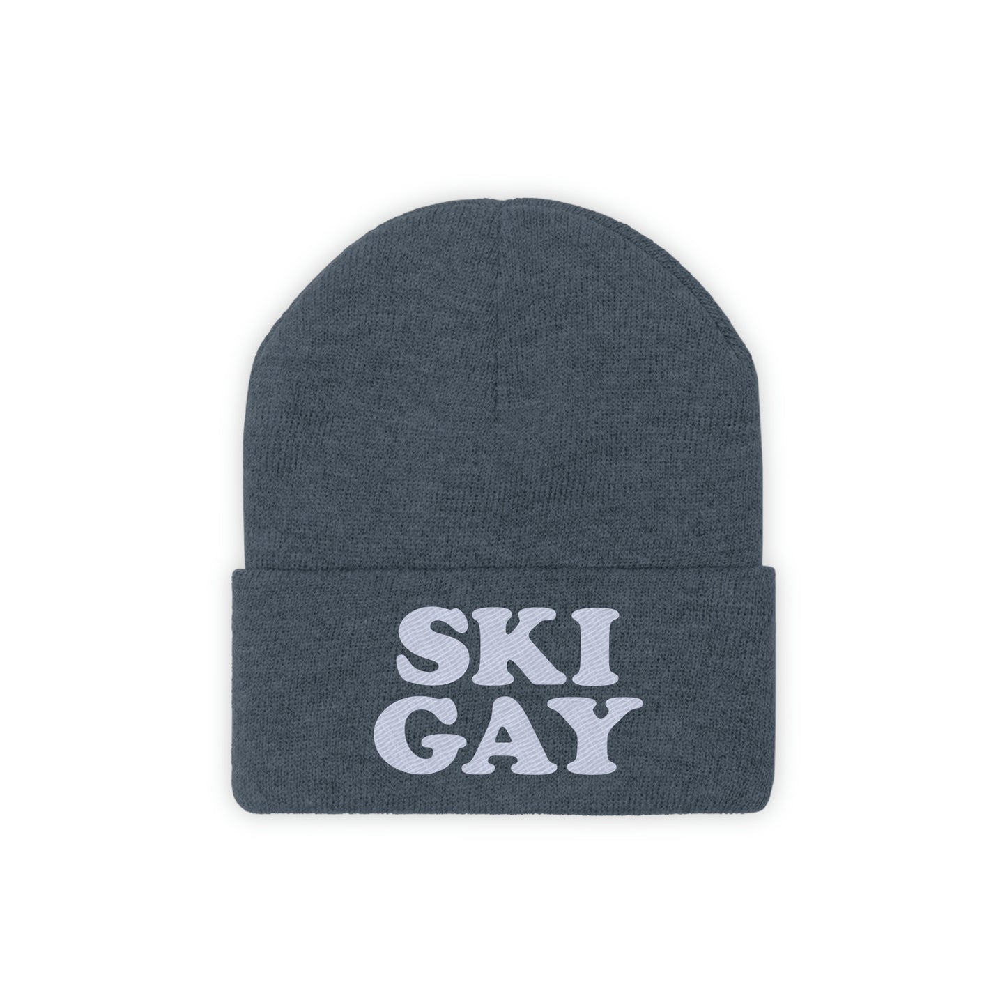 SKI GAY Knit Beanie - white deco