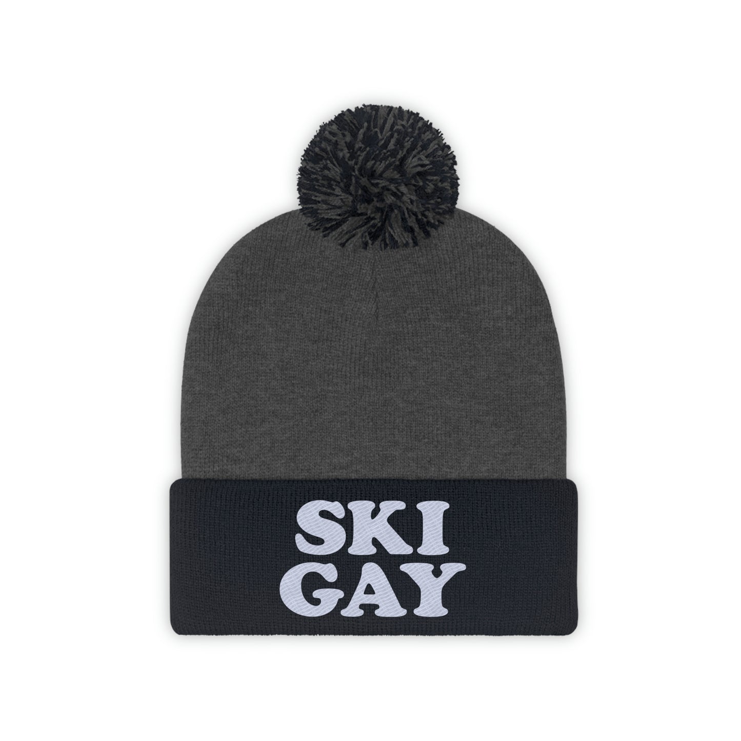 SKI GAY Pom Pom Beanie - white deco